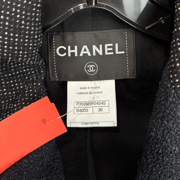 Chanel Black Tweed Textured Polka Dot Blazer Jacket sz 2/36 - Picture 11 of 14